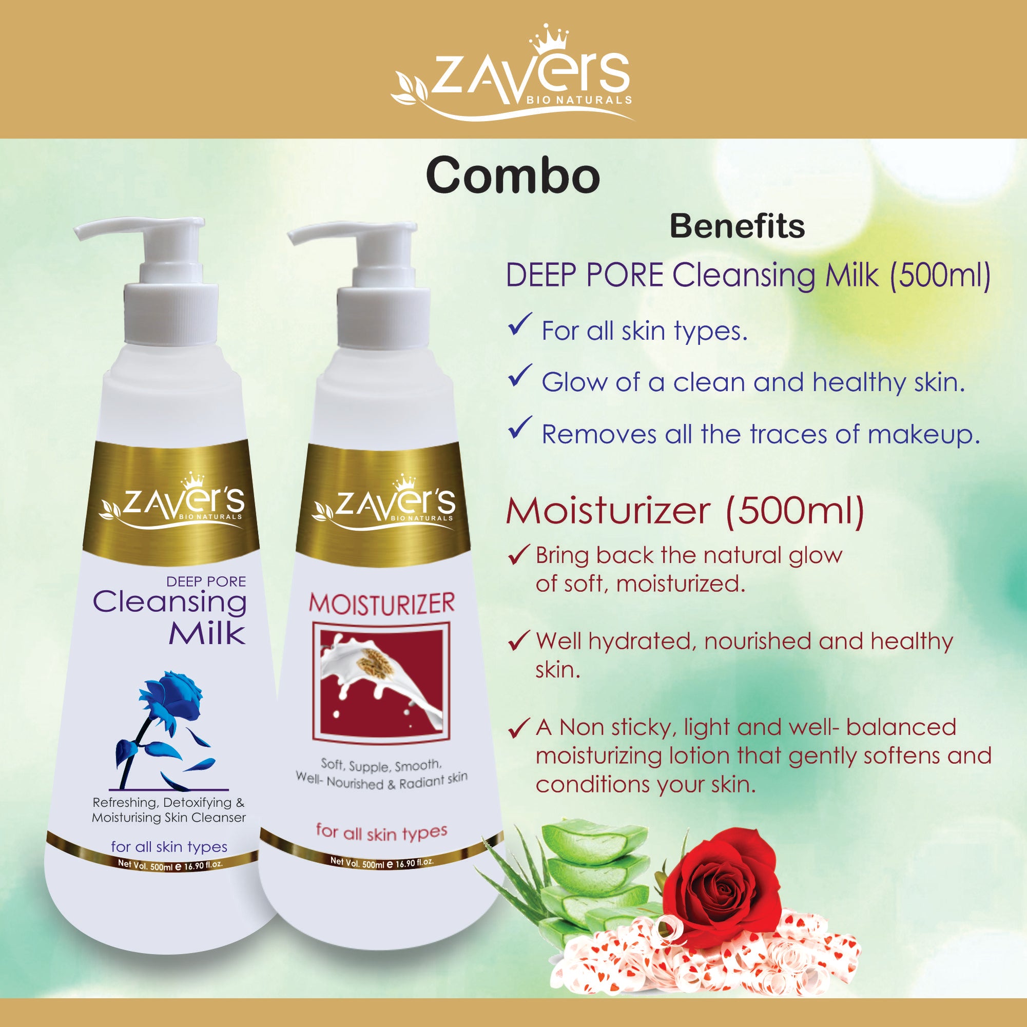 Cleansing Milk 500 ML + Skin Moisturizer 500 ML