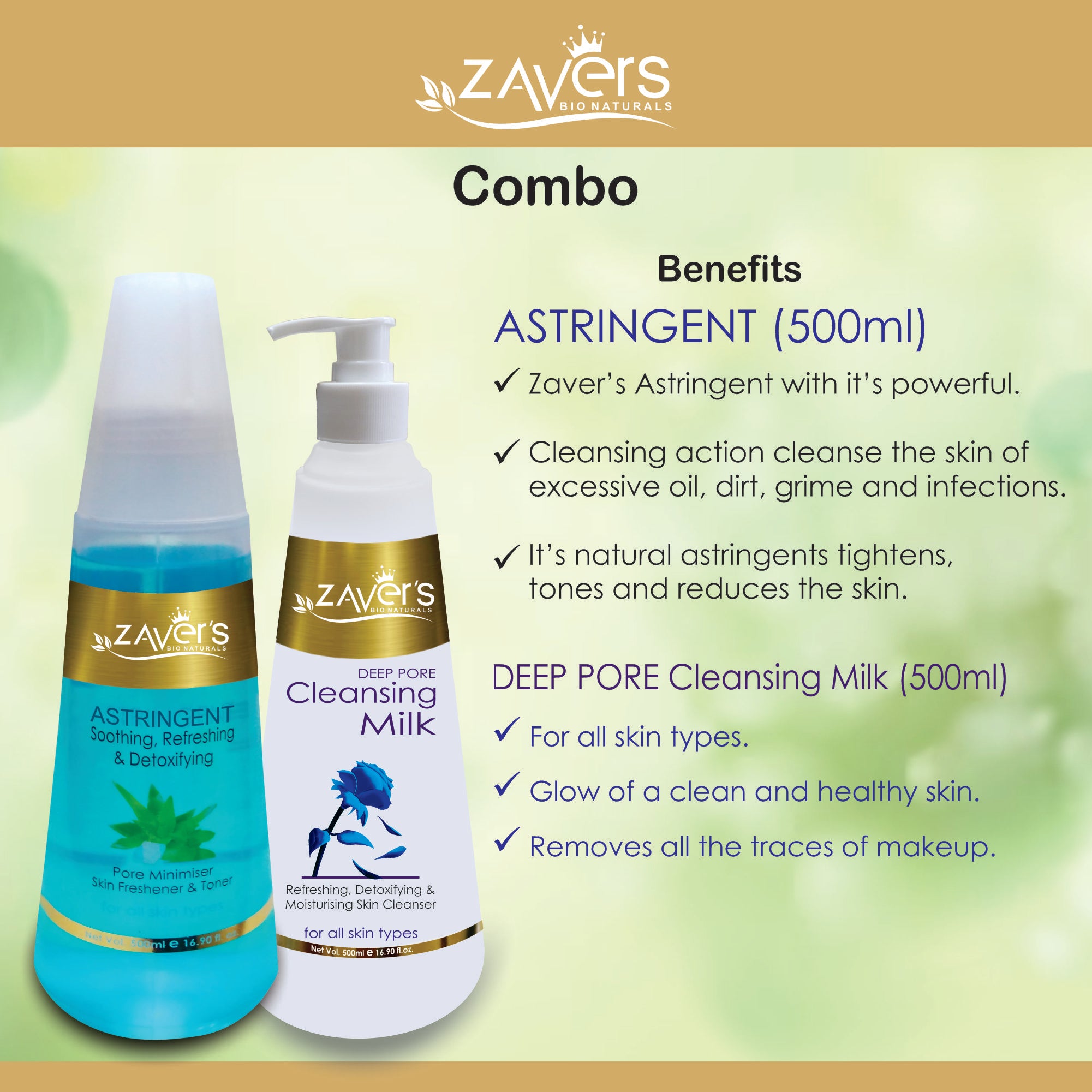 Astringent Lotion 500 ML + Cleansing Milk 500 ML