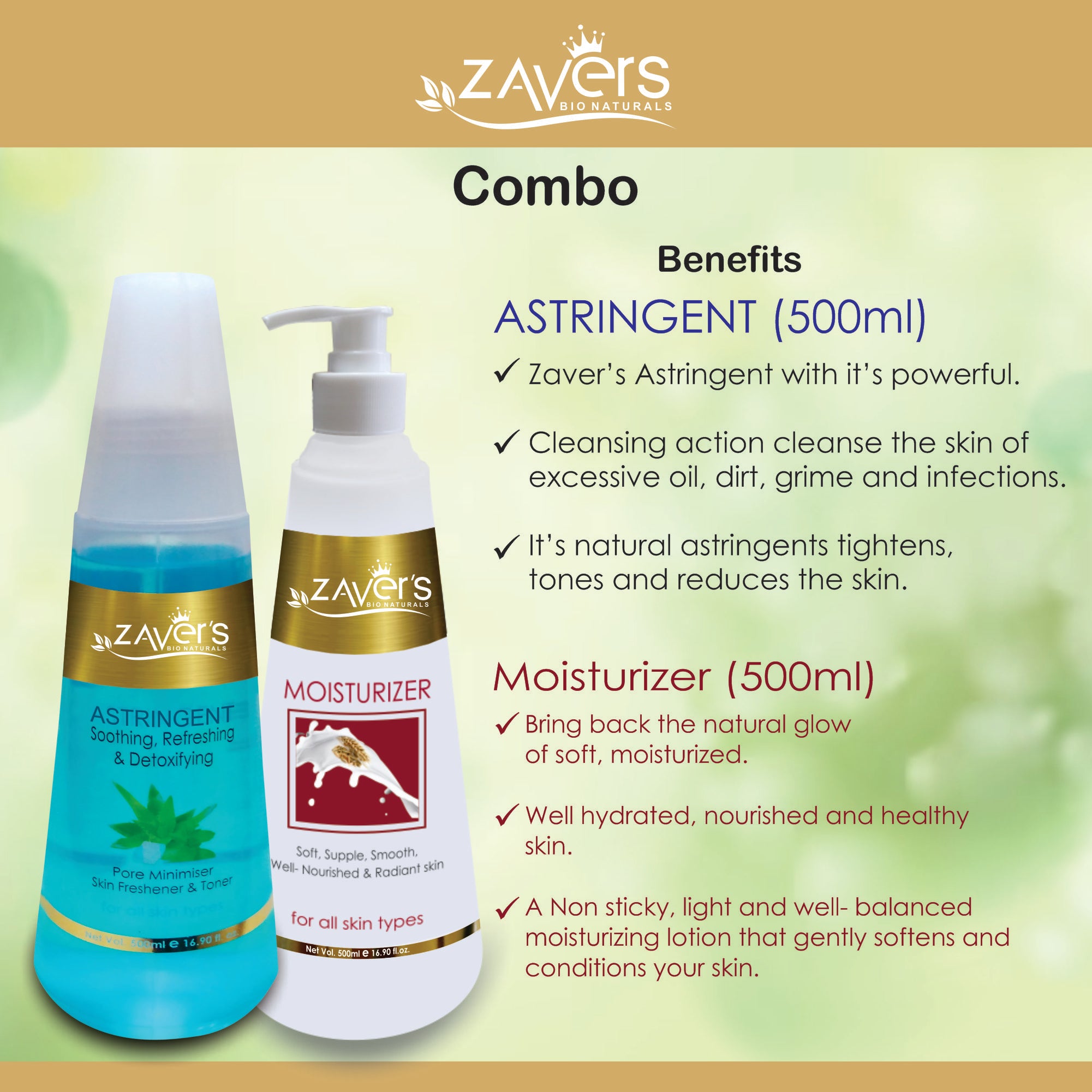 Astringent Lotion 500 ML + Skin Moisturizer 500 ML